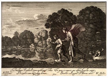 Wenceslas Hollar - Tobias and the Angel (State 3). Free illustration for personal and commercial use.