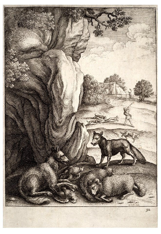 Wenceslas Hollar - The wolf and the fox 2