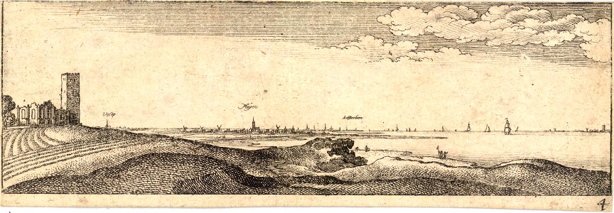 Wenceslas Hollar - Vesep (Weesp), Muÿen (Muiden), and Amsterdam (State 2)