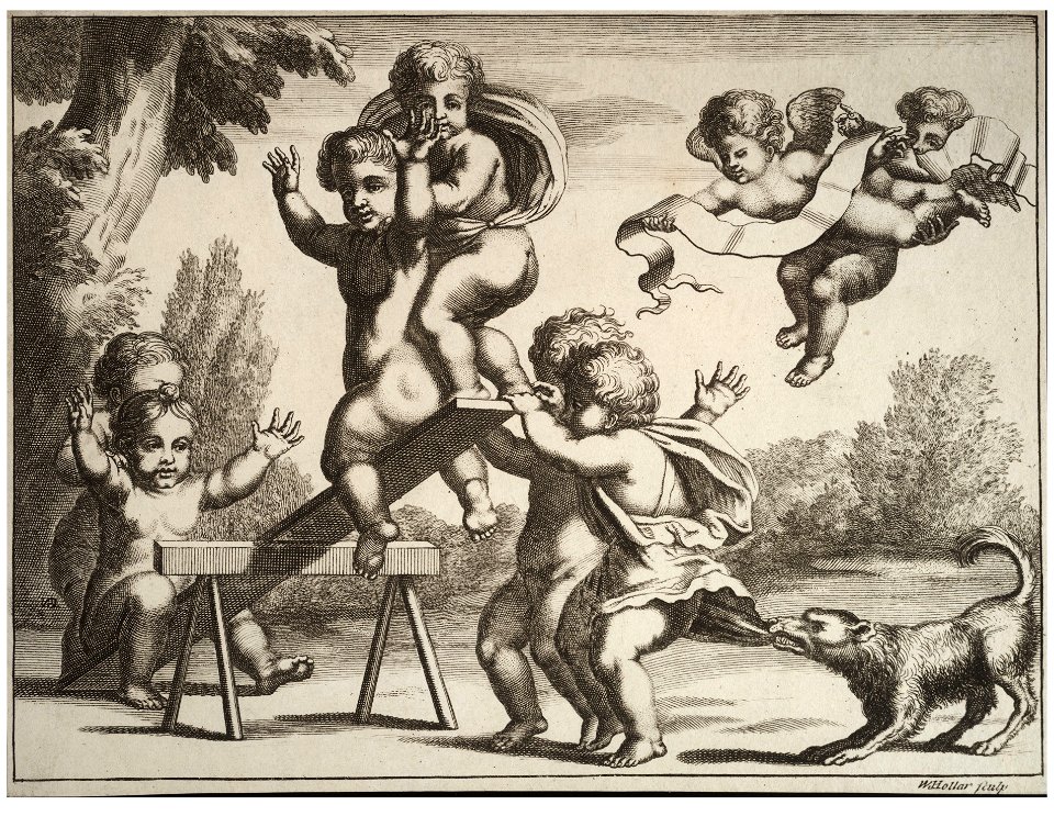 Wenceslas Hollar - Six boys and two cherubs