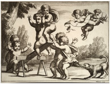 Wenceslas Hollar - Six boys and two cherubs