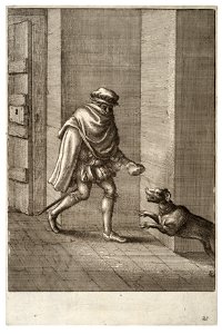 Wenceslas Hollar - The dog and the thief 2. Free illustration for personal and commercial use.