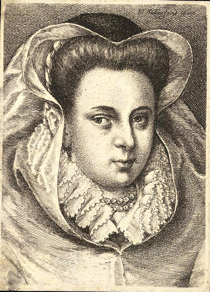 Wenceslas Hollar - Woman with white veil and black hat