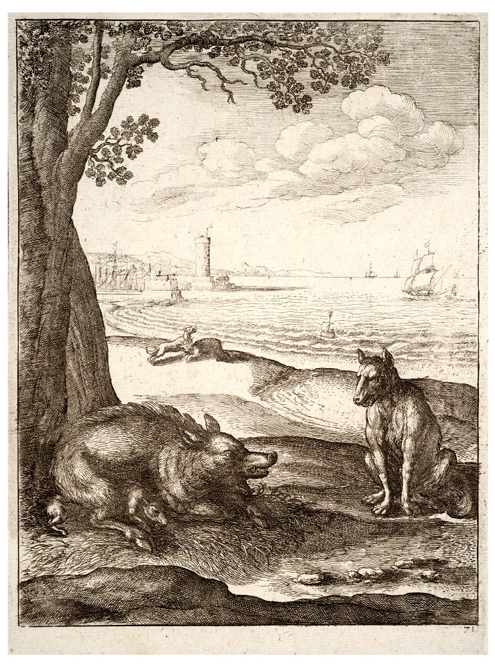 Wenceslas Hollar - The wolf and the sow (State 2) 2
