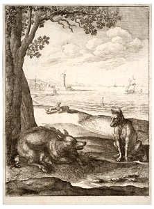 Wenceslas Hollar - The wolf and the sow (State 2) 2