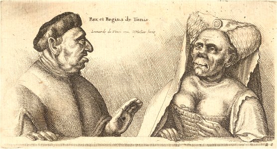 Wenceslas Hollar - Two deformed heads behind a wall (State 2)