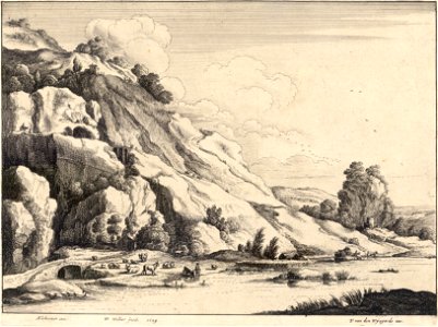 Wenceslas Hollar - The stone bridge (Elsheimer) (State 2)