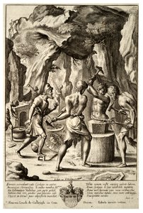 Wenceslas Hollar - Vulcan forging the weapons of Aeneas (State 2). Free illustration for personal and commercial use.