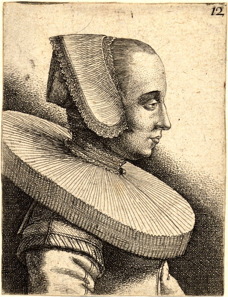 Wenceslas Hollar - Young woman with lace bonnet (State 2)