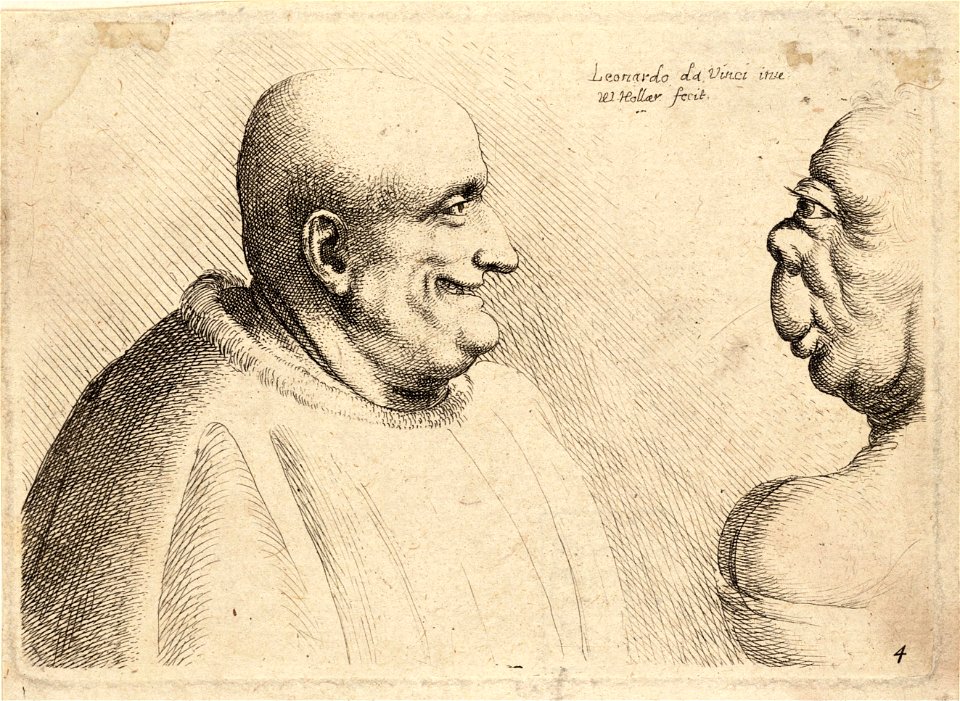 Wenceslas Hollar - Two deformed heads (State 2) 2