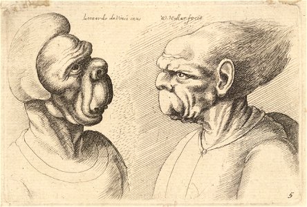 Wenceslas Hollar - Two deformed heads with long lips (State 2)