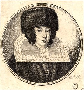 Wenceslas Hollar - Woman with fur cap and flat raised top