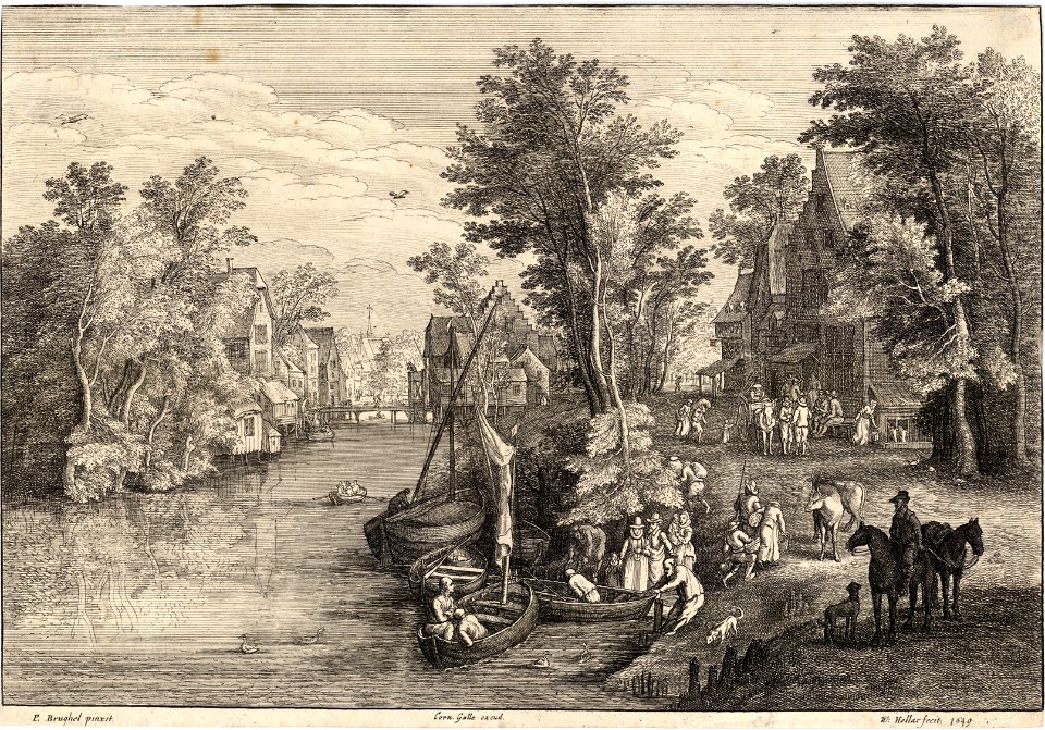 Wenceslas Hollar - The ferry (Brueghel) (State 3)