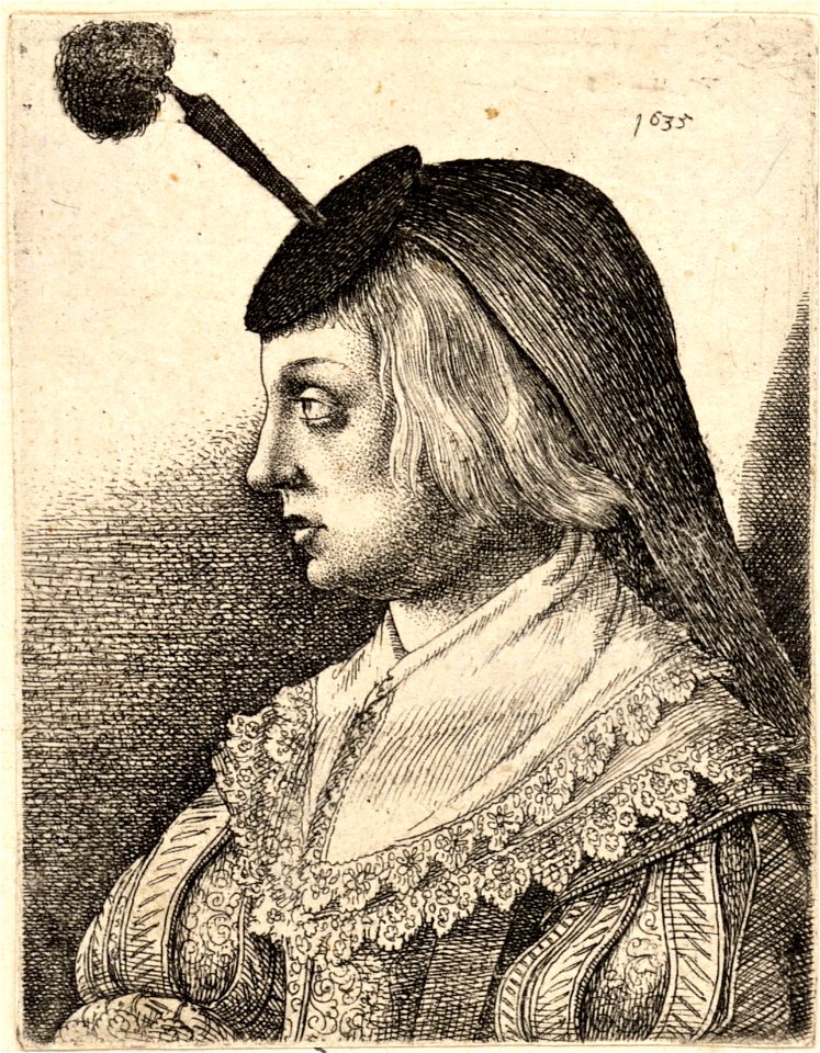 Wenceslas Hollar - Woman with a flat black houpette (State 2)