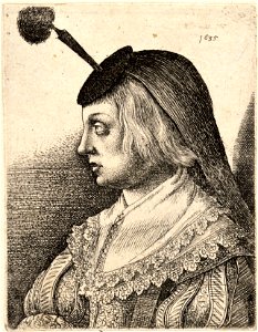 Wenceslas Hollar - Woman with a flat black houpette (State 2)