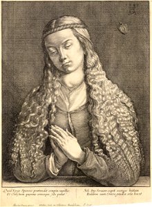 Wenceslas Hollar - Woman with unloosened hair, after Dürer (State 1). Free illustration for personal and commercial use.