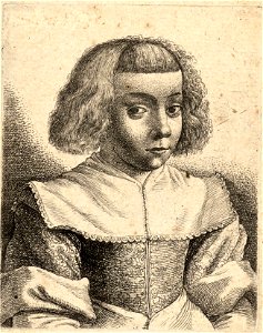 Wenceslas Hollar - Young girl with turned-back sleeves (State 1)