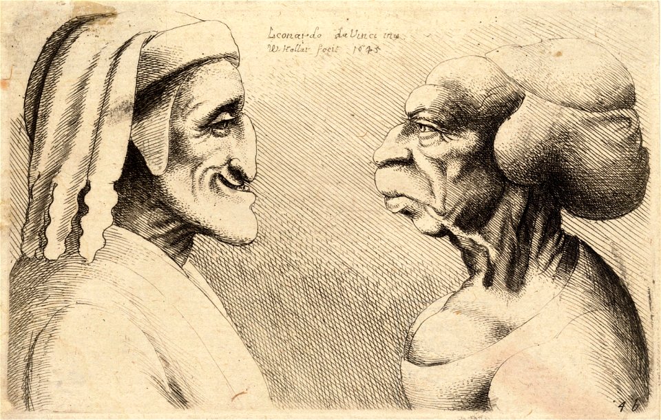 Wenceslas Hollar - Two deformed heads (State 2) 3