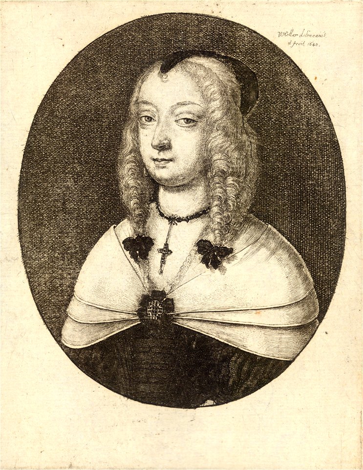 Wenceslas Hollar - Woman with pointed black head-dress