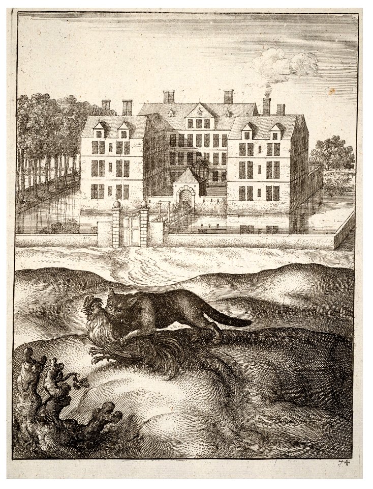 Wenceslas Hollar - The cat and the cock
