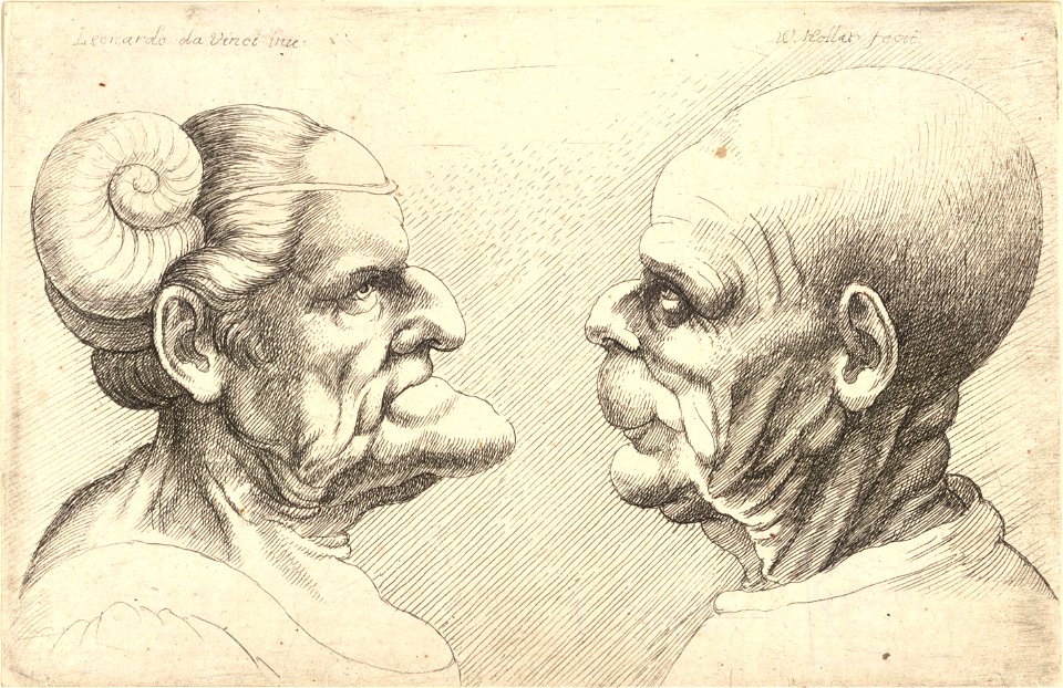 Wenceslas Hollar - Two deformed heads (State 1) 4