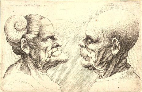 Wenceslas Hollar - Two deformed heads (State 1) 4