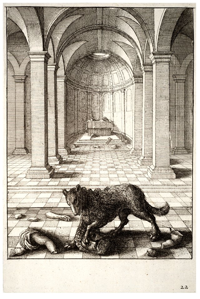 Wenceslas Hollar - The wolf and the statue 2