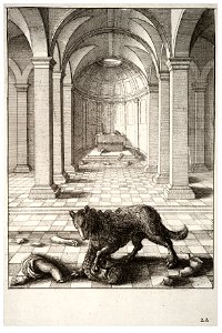 Wenceslas Hollar - The wolf and the statue 2