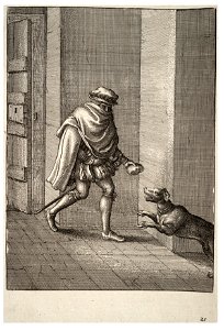 Wenceslas Hollar - The dog and the thief. Free illustration for personal and commercial use.