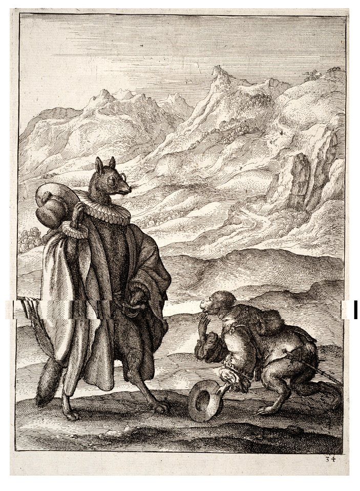 Wenceslas Hollar - The French ape and the Spanish fox
