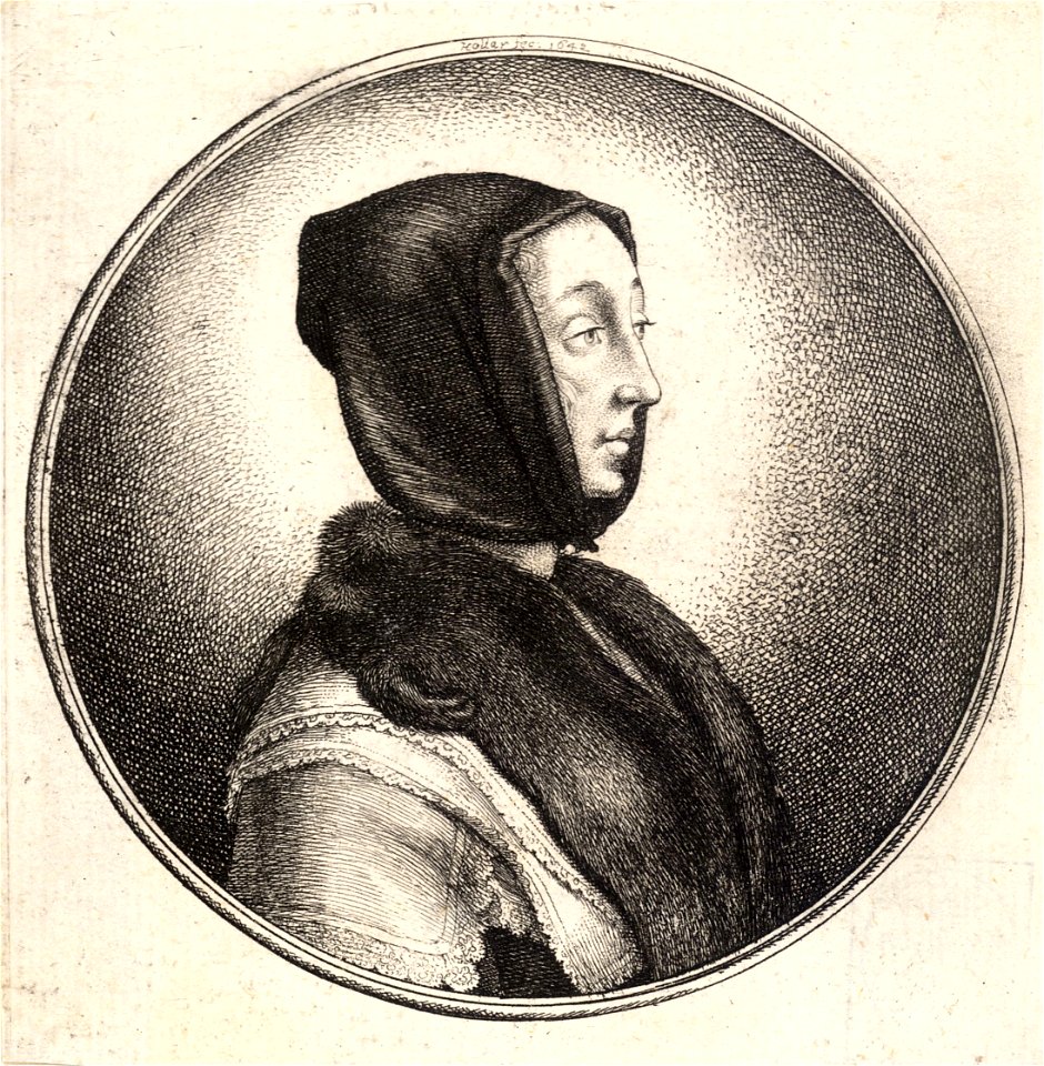 Wenceslas Hollar - Woman wearing a dark hood and fur stole