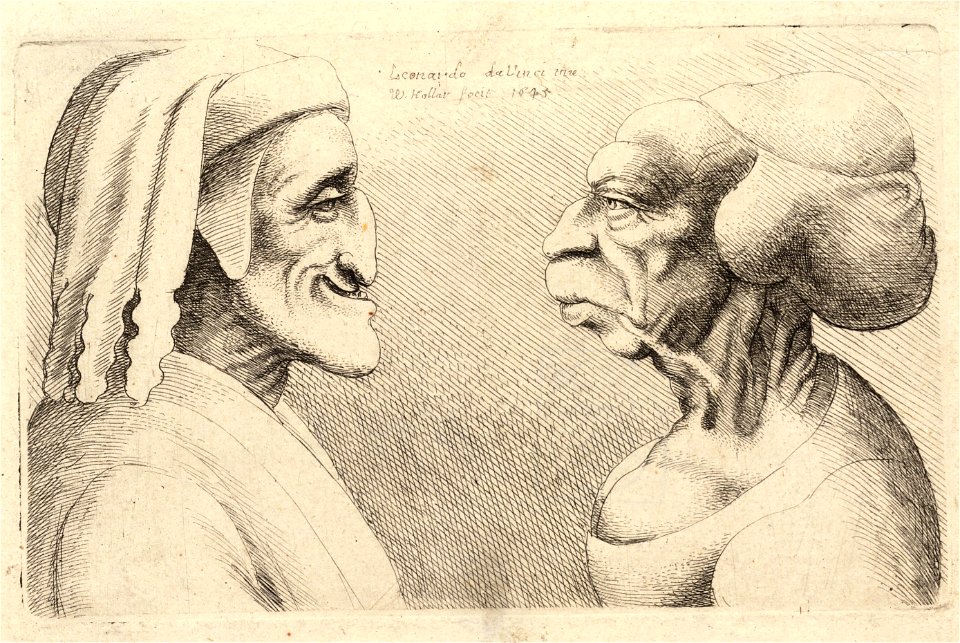 Wenceslas Hollar - Two deformed heads (State 1) 3