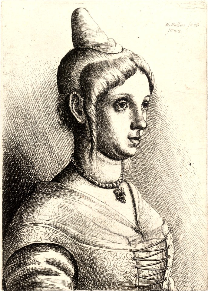 Wenceslas Hollar - Young woman with conical hat