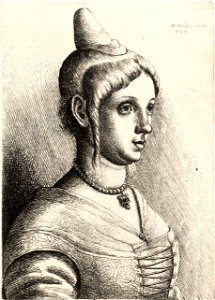 Wenceslas Hollar - Young woman with conical hat. Free illustration for personal and commercial use.