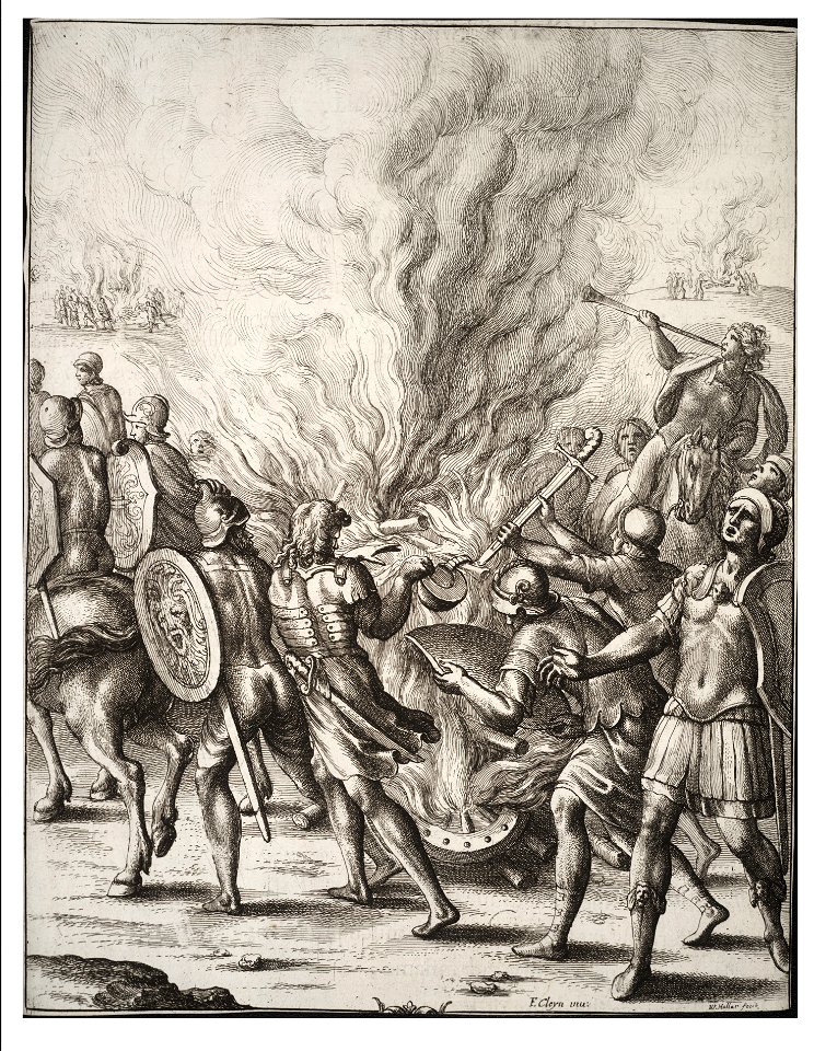 Wenceslas Hollar - The Trojans cremating their dead (State 1)