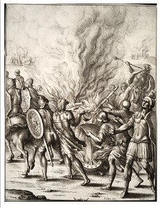 Wenceslas Hollar - The Trojans cremating their dead (State 1)