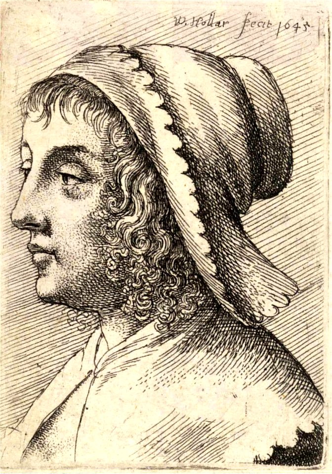 Wenceslas Hollar - Woman with bonnet with serrated edge