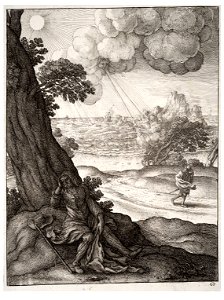 Wenceslas Hollar - The sun and the wind 2. Free illustration for personal and commercial use.