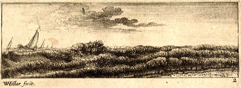 Wenceslas Hollar - Three waves (State 2). Free illustration for personal and commercial use.