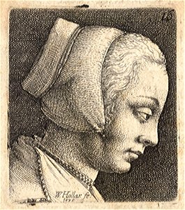 Wenceslas Hollar - Young woman with bonnet (State 2)