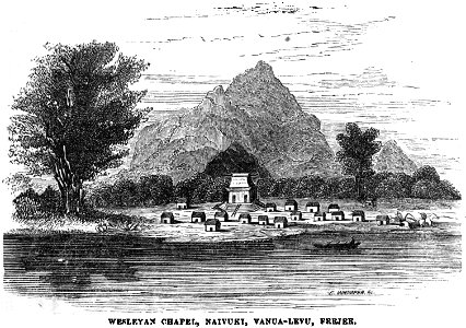Wesleyan Chapel, Naivuki, Vanua-Levu, Feejee (September 1853, X, p.96). Free illustration for personal and commercial use.