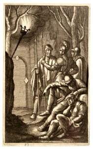Wenceslas Hollar - The watch at the tomb. Free illustration for personal and commercial use.