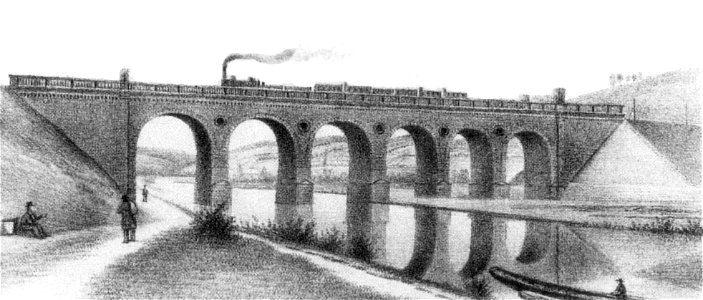 Werrabrücke Münden um 1860 mit Zug