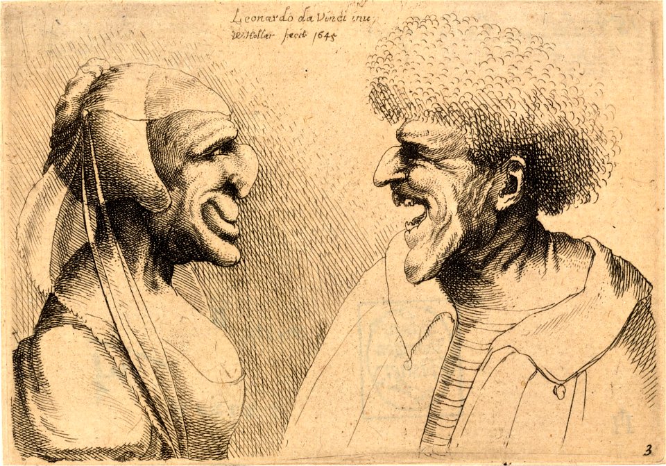 Wenceslas Hollar - Two deformed heads (State 2)