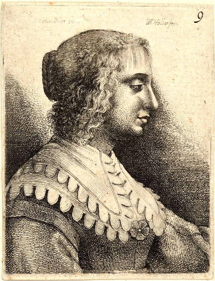 Wenceslas Hollar - Young woman with scalloped collar, after Bijert (State 2)