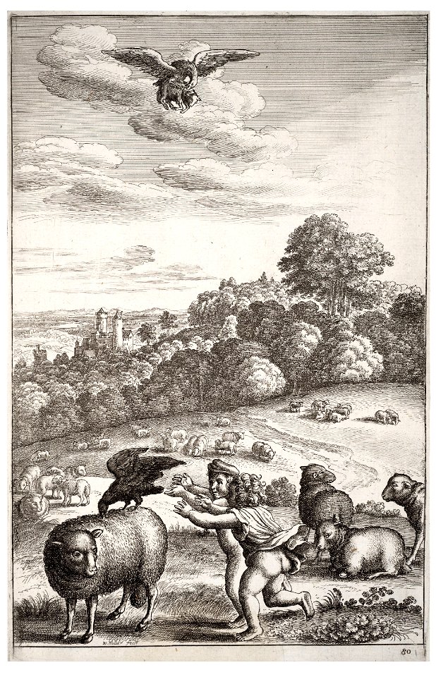 Wenceslas Hollar - The eagle and the crow (State 1)