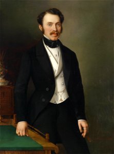 Wenzel Gowitsch Kniestück eines Herrn am Schreibtisch 1852