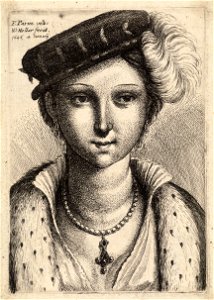 Wenceslas Hollar - Young woman with a feathered hat. Free illustration for personal and commercial use.