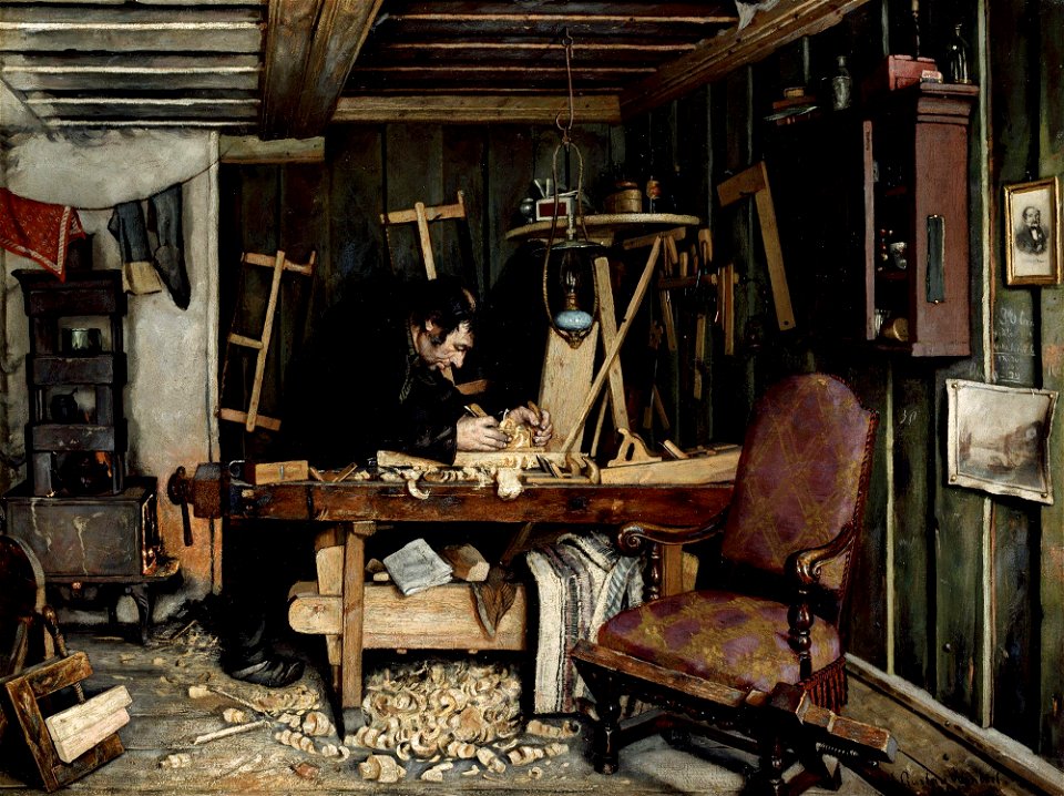 Gustav Wentzel - A Carpenter's Workshop - NMK.2004.0340 - National Museum of Art, Architecture and Design