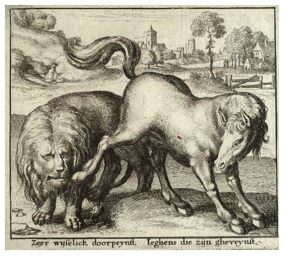 Wenceslas Hollar - The lion and the stallion